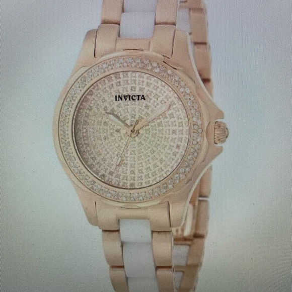 Invicta 1783 Rose Gold Angel Classic Diamond Dial Ceramic Bracelet Quartz Watch - Picture 1 of 4